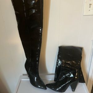 Leather thigh high boots